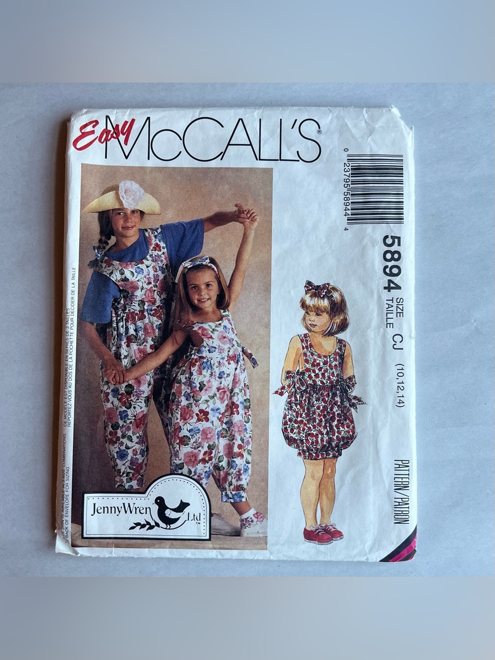 McCall's 5894 Childrens Girls Jumpsuit Headband Sewing Pattern Size:10-12-14